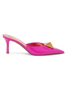 Туфли-мюли из лакированной кожи с одной заклепкой Valentino Garavani, розовый