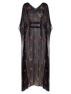 Платье-макси макси с абстрактным принтом Florence из смесового шелка Valimare, черный