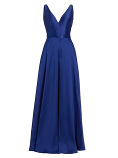 Атласное платье без рукавов Vera Wang Bride, синий
