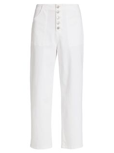 Эластичные широкие укороченные джинсы Crosbie с высокой посадкой Veronica Beard, белый