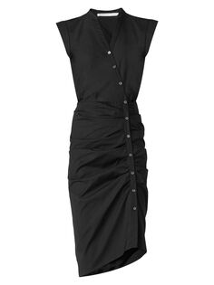 Платье-рубашка с пуговицами колокольчика и сборками спереди Veronica Beard, черный