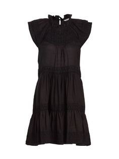 Мини-платье Keely с развевающимися рукавами Veronica Beard, черный