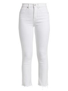 Укороченные расклешенные джинсы Carly Kick Veronica Beard, белый