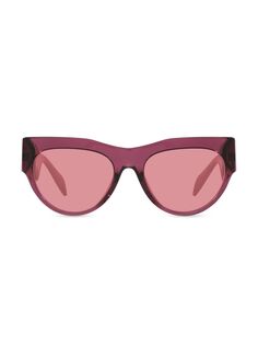 Солнцезащитные очки «кошачий глаз» 56 мм Versace, розовый