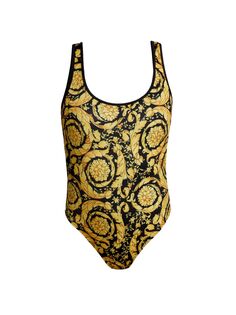 Слитный купальник с принтом Barocco Versace, золотой