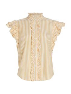 Полосатая рубашка Tenille с рюшами Veronica Beard, желтый