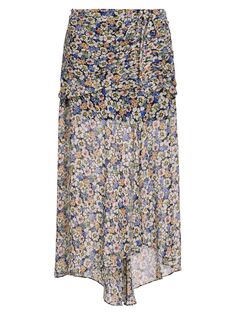 Шелковая юбка миди с цветочным принтом Lucien Veronica Beard, черный