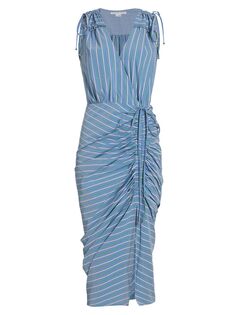 Платье миди с рюшами Teagan Veronica Beard, синий