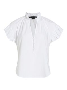 Хлопковая рубашка Milly с оборками Veronica Beard, белый