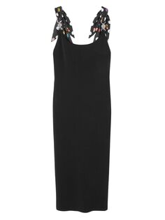 Платье миди из твила с завязками на бретельках La Vacanza Versace, черный