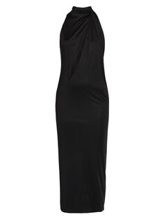 Платье-миди с вырезами из джерси Versace, черный