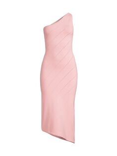 Асимметричное платье-миди с пуантелями Victor Glemaud, розовый