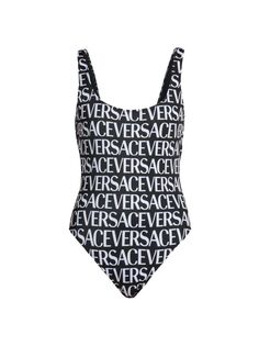 Слитный купальник с логотипом Versace, черный