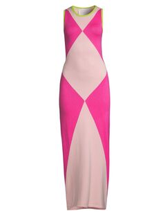 Трикотажное платье макси с цветными блоками Victor Glemaud, розовый