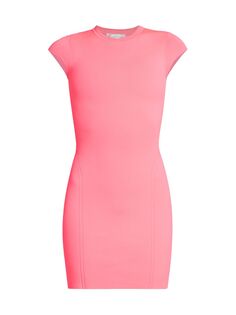 Мини-платье из джерси с короткими рукавами Victoria Beckham, розовый