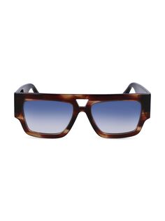 Квадратные солнцезащитные очки 55MM с V-образным налетом Victoria Beckham, коричневый