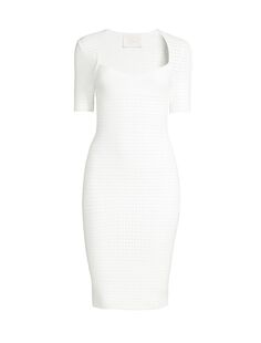 Платье-миди Laser-Dot с короткими рукавами Victor Glemaud, белый