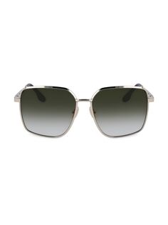 Модифицированные прямоугольные солнцезащитные очки 59MM с V-образным вырезом Victoria Beckham, хаки