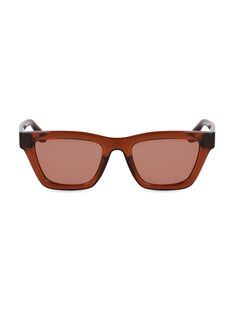 Модифицированные солнцезащитные очки прямоугольной формы из джинсовой ткани 52 мм Victoria Beckham, коричневый