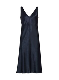 Атласное платье-миди с комбинацией Vince, синий