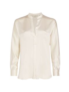 Шелковая блузка с длинными рукавами Vince, белый