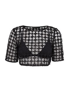 Блузка Jennie с геометрической вышивкой и открытыми швами ViX by Paula Hermanny, черный