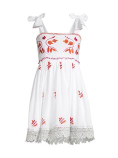 Мини-платье Ximena с цветочной вышивкой Waimari, белый