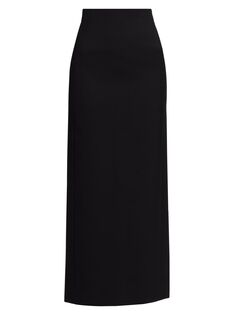 Длинная юбка-колонна из натуральной шерсти WARDROBE.NYC, черный