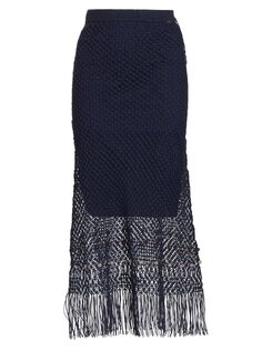 Кружевная юбка-миди Horizon из макраме Wales Bonner, синий