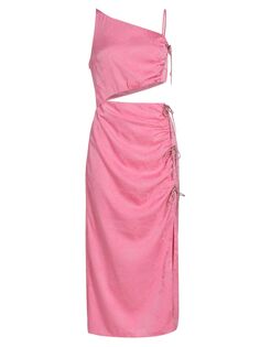 Асимметричное жаккардовое платье с вырезами и цветочным принтом Love Affair Wayf, розовый