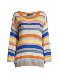 Полосатый льняной свитер Uguale Weekend Max Mara, разноцветный