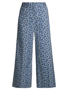 Укороченные широкие брюки Stegola Paisley Weekend Max Mara, синий