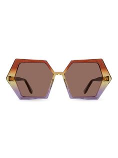 Солнцезащитные очки Emily In Paris Hexagon 54MM с многоугольной оправой Zeus + Dione, коричневый