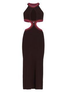 Платье-миди без рукавов с вырезами и трикотажной отделкой Zeynep Arçay, коричневый