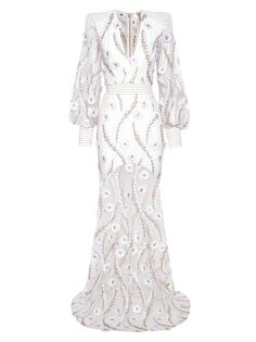 Фирменное платье из кролика с цветочным декором ZHIVAGO, белый