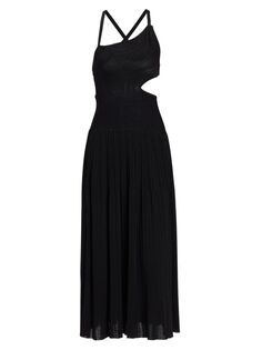 Имбирное платье-миди с вырезами Zimmermann, черный