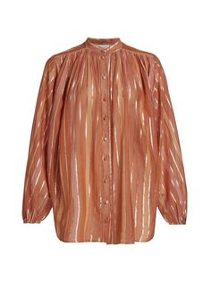 Полосатая блузка Devi из смесового хлопка Zimmermann, карамельный
