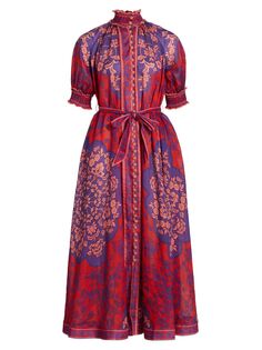 Свободное платье макси Raie с поясом Zimmermann, фиолетовый