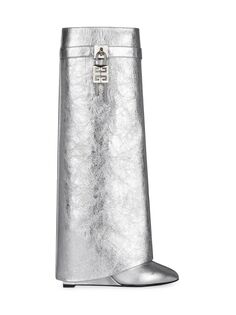 Ботинки Shark Lock из металлизированной кожи Givenchy, серебряный