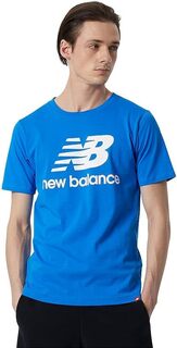 Футболка New Balance Men&apos;s Nb Essentials Stacked Logo Short Sleeve, голубой