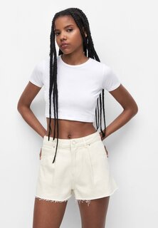 Джинсовые шорты PULL&amp;BEAR, бежевый