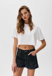 Джинсовые шорты PULL&amp;BEAR, черный