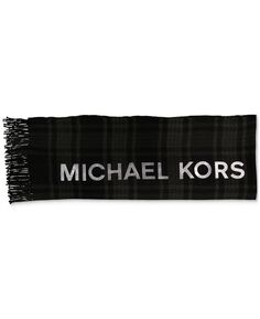Женский клетчатый шарф с запахом и логотипом Michael Kors, черный