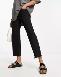 Джинсы ASOS DESIGN Cropped Straight Leg, черный