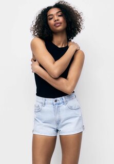 Джинсовые шорты PULL&amp;BEAR Mid-Waist, голубой