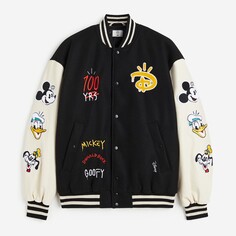 Бомбер H&amp;M x Disney100 Regular Fit, черный/кремовый H&M