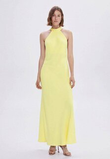 Длинное платье пастельно-желтого цвета Mango, желтый