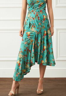 Длинная юбка бирюзового цвета с цветочным принтом Next