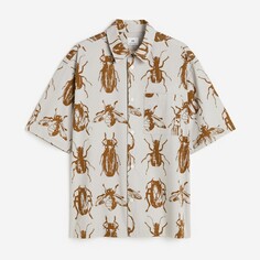 Рубашка H&amp;M Relaxed Fit Short-sleeved Cotton, светло-серый H&M