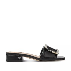 Мюли Sam Edelman Women&apos;s Deacon Square Toe Buckle Block Heel Slide, черный